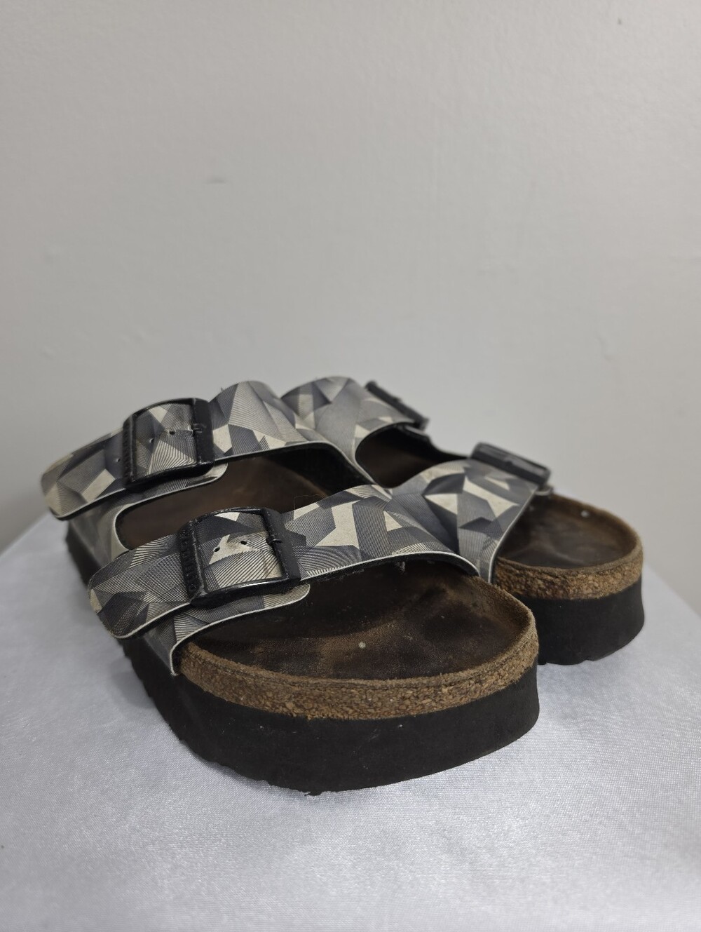 Birkenstock Papillio Geometric Black and White Platform Sandals Size 8